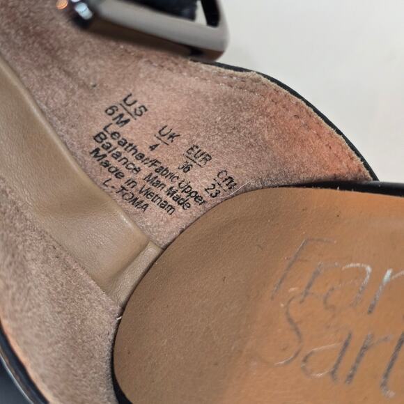 Franco Sarto Toma Sandal Women's 6M Black Suede Smooth Leather Braided Party - Picture 8 of 14